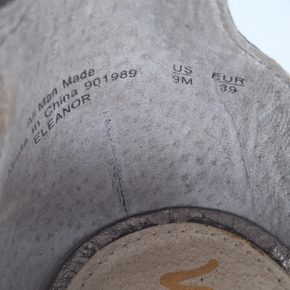 Sam Edelman Sz 9 Eleanor Metallic Open Toe Reptile‎ Embossed High Heel Sandals - Picture 12 of 15